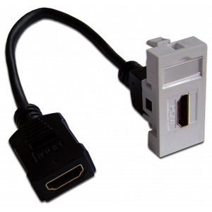 22.5x45 Mosaic insert with HDMI adapter with extender, female-female, white
